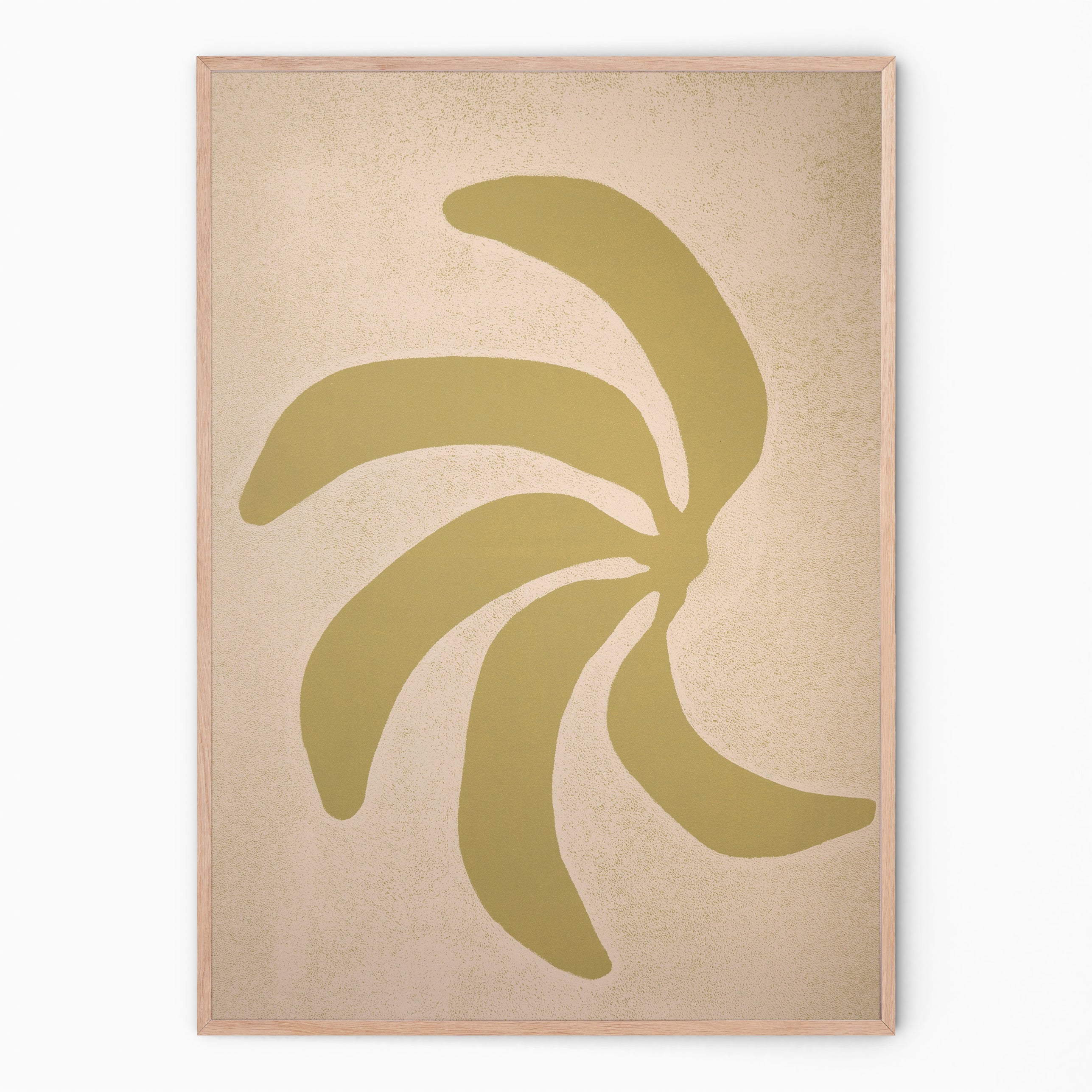 Handmade wall art with soft pistache and beige bananas I Handmade poster Enkel Art Studio