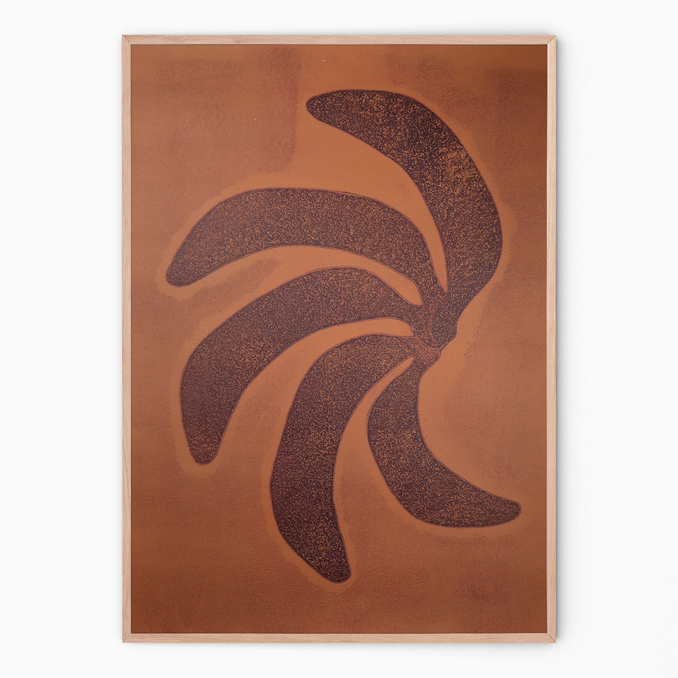 Handmade wall art with cocoa brown bananas I Handmade poster Enkel Art Studio